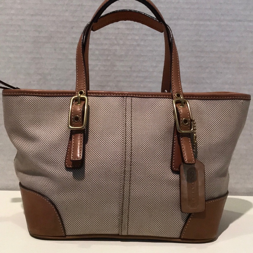 Coach Tan Nylon/ Leather Handbag